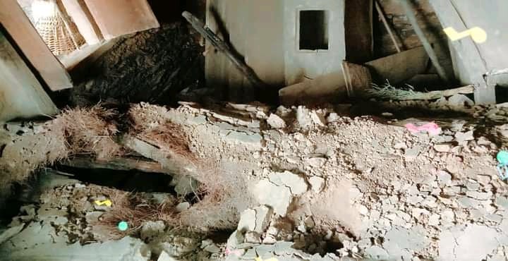 भारी वर्षाले तिला छ रिपी मा एक घर भत्कायो,अन्नको क्षति